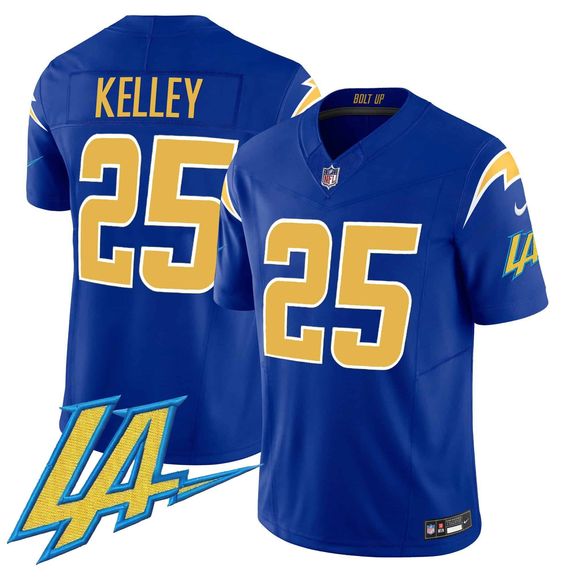 Men Los Angeles Chargers #25 Kelley Blue 2024 Nike Vapor Limited NFL Jersey